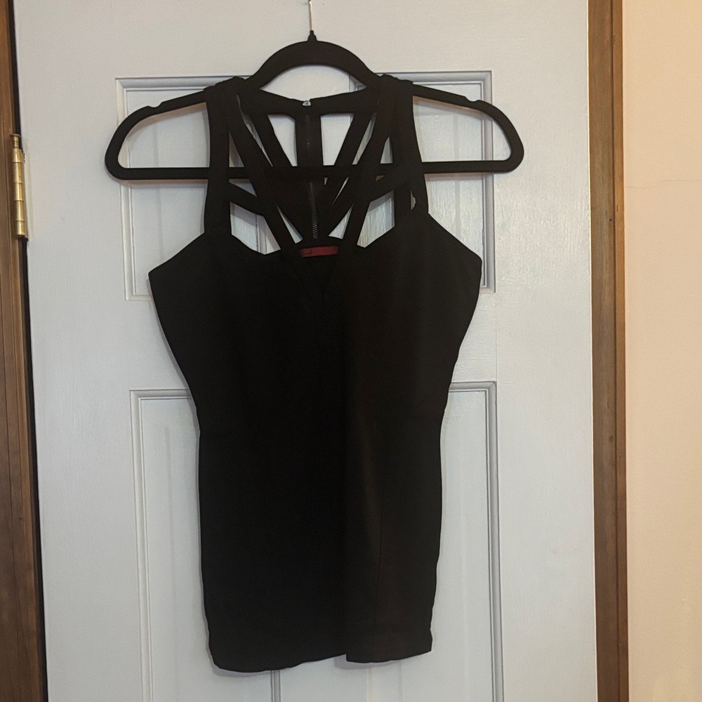 BKE red Black Strappy Women's Top